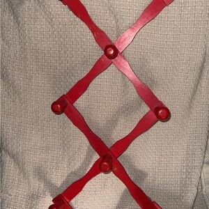 VTG Red Wood Adjustable Accordion 10 Peg Rack Coat Hat